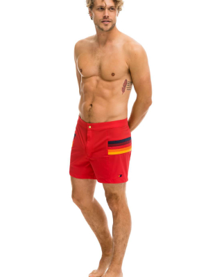 Men's Horizontal 5 Stripe Flex Shorts - Red