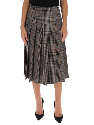 Prada Houndstooth Pleated Skirt