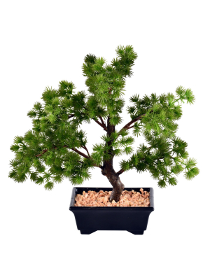 Vickerman 12" Artificial Potted Pine Bonsai Tree.