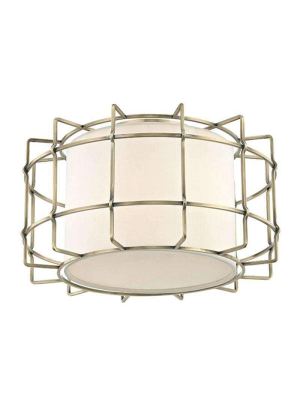 Sovereign 2 Light Flush Mount Aged Brass