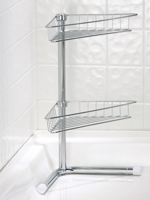 Lakeside Free-standing Corner Bathroom Shelf - 2-tier Shower Organizer Caddy