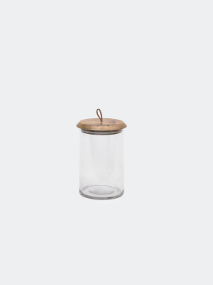 Mango Wood & Glass Lidded Jar