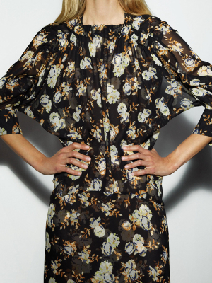 Printed Silk Midi Dress