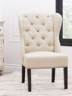 Misty Linen Wingback Dining Chair Cream - Abbyson Living