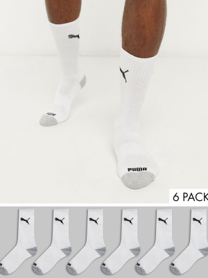 Puma 6 Pack White Crew Socks