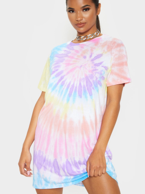 Multi Tie Dye Oversized T Shirt Dress