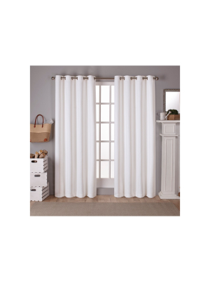 Set Of 2 Sateen Twill Weave Insulated Blackout Grommet Top Window Curtain Panels - Exclusive Home