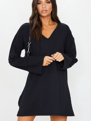 Black Flare Bell Long Sleeve T Shirt Dress