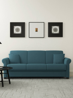 Robert Linen Rolled Arm Convert-a-couch Futon Sofa Sleeper - Handy Living