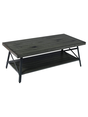 Emerald Home Chandler 48 Inch Long Rustic Decor Indoor Home Open Storage Coffee/cocktail Table, Antique Gray