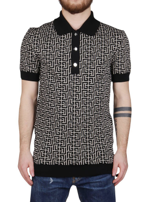 Balmain Monogram Intarsia Polo Shirt