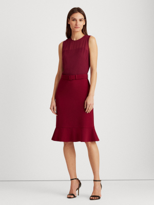 Belted Georgette-jersey Dress