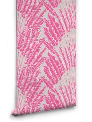 Feather Palm Wallpaper In Pink Breeze From The Kingdom Home Collection By Milton & King