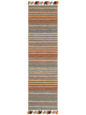 Montauk Turquoise/brown Runner Rug