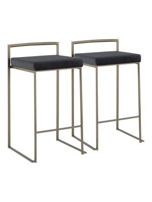 Set Of 2 Fuji Industrial Stackable Counter Height Barstools - Lumisource