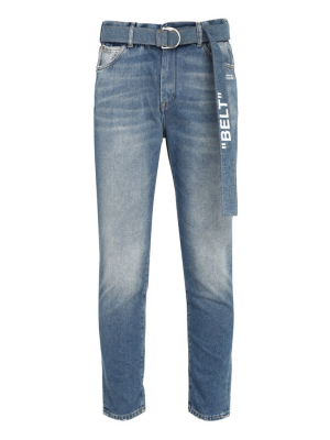 Off-white Belted Slim Fit Jeans