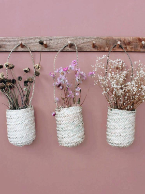 Short Palm Leaf Hanging Basket Set