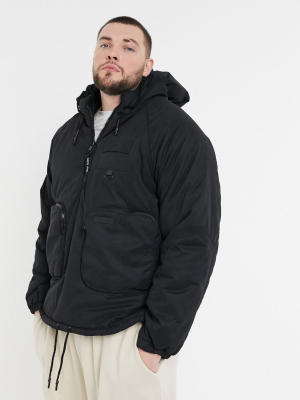 Sixth June Cargo Padded Jacket With Pockets In Black