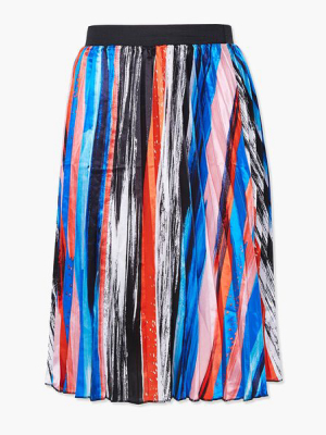 Plus Size Abstract Pleated Skirt