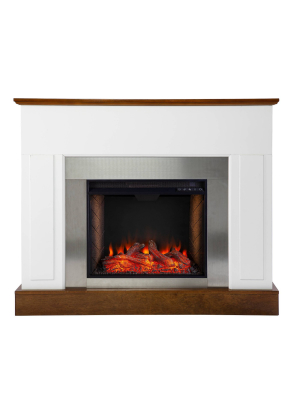 Cerkby Industrial Alexa Smart Fireplace White/dark Tobacco - Aiden Lane