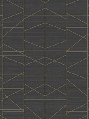 Modern Perspective Wallpaper In Black And Gold From The Geometric Resource Collection By York Wallcoverings