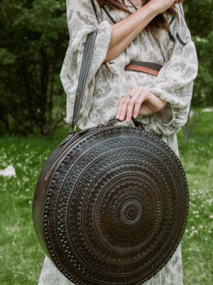 Embossed Circle Shoulder Bag - Charcoal