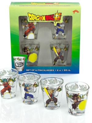 Just Funky Dragon Ball Super Official 2oz Character Shot Glasses Set Of 4