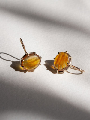 Yellow Sapphire Cabochon Hook Earrings