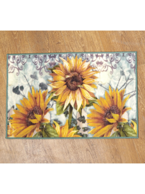 Lakeside Sunflower Farmhouse Bathroom Rug With Latex Nonslip Backing