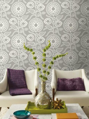 Pomegranate Bloom Wallpaper In Grey From The Silhouettes Collection By York Wallcoverings