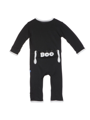 Kickee Pants Applique Coverall - Midnight Boo