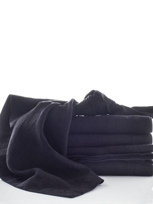 Hg Black Hand-dyed Linen Napkin, 22"