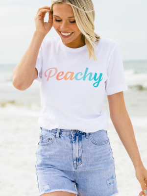 Peachy White Graphic Tee