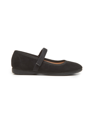 Classic Suede Mary Janes In Black