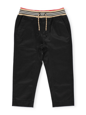 Burberry Kids Icon Stripe Detail Drawcord Trousers