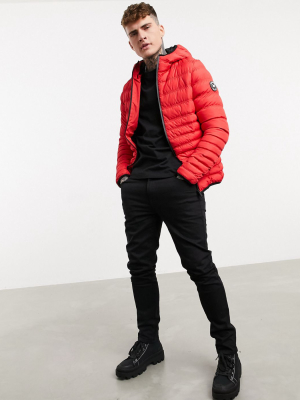 Good For Nothing Quilted Jacket With Hood In Red