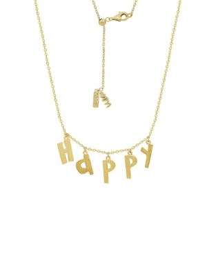 Happy Initial Dangle Necklace,14k Clad