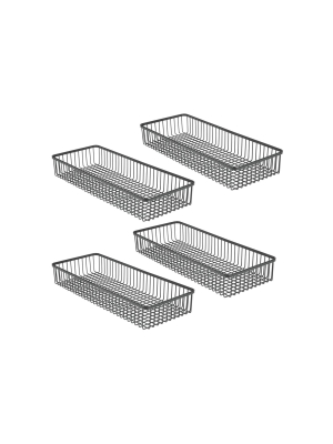 Mdesign Metal Kitchen Cabinet Drawer Organizer Tray, 4 Pack