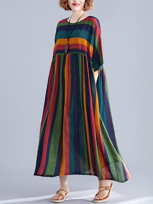 Technicolor Striped Dress