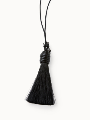 Long Leather Necklace With Horsehair Tassel