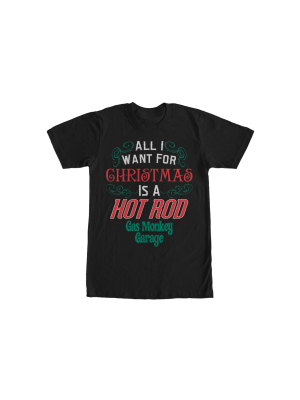 Men's Gas Monkey Christmas I Want A Hot Rod T-shirt