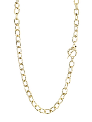 Long Rectangular Chain Necklace With Tusk Clasp
