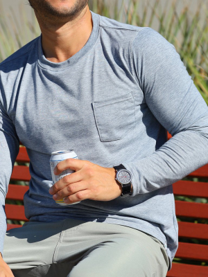 Everyday Long Sleeve Tee With Pocket In Heather Storm