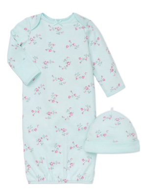 Floral Spray Sleeper Gown And Hat