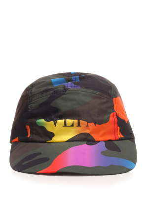 Valentino Camouflage Printed Baseball Cap