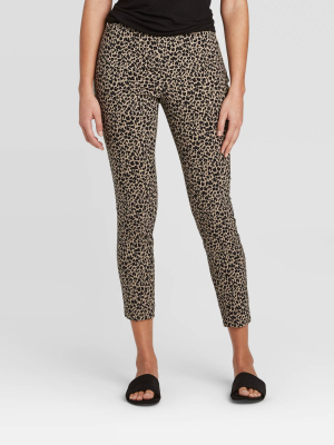 Women's Animal Print High-rise Skinny Ankle Length Pants - A New Day™ Brown