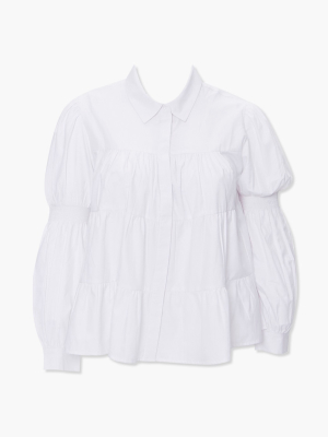 Plus Size Tiered Shirred Shirt