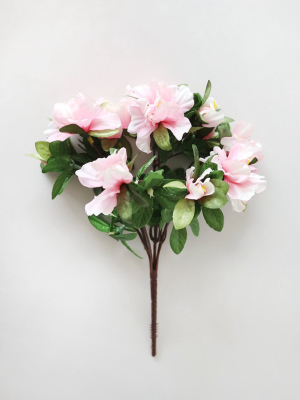 Pink Azalea Silk Flowers Bush - 13"