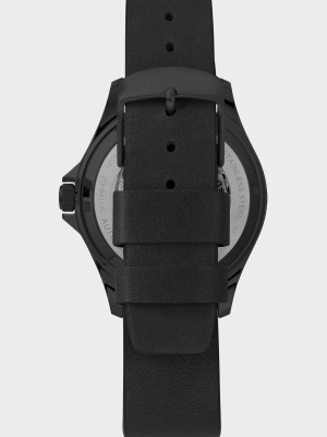 Navi Xl Automatic 41mm Leather Strap Watch In Black