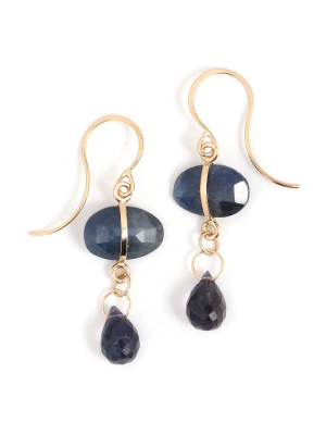 Blue Sapphire And Iolite Drop Earrings